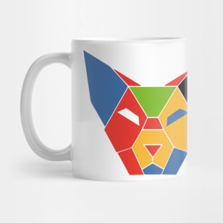 Geometric Abstract Cat Colorful and Retro Design Colorful Abstract Cat Elegance Mug